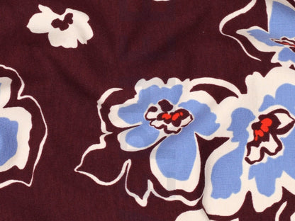 French Terry  Flowers Bordeaux