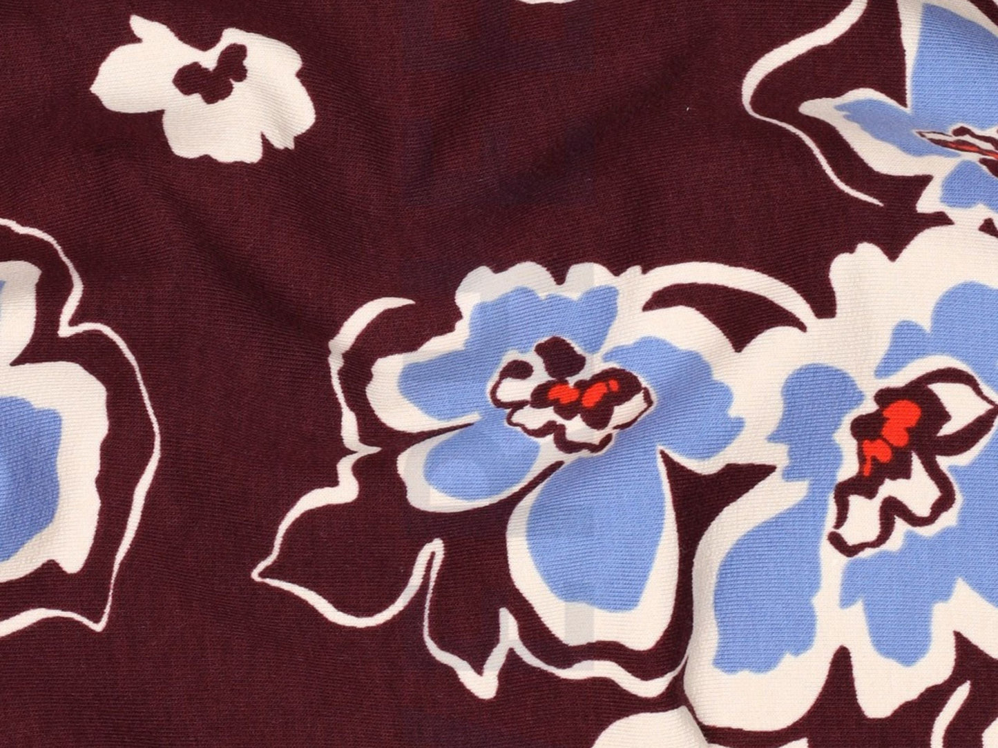 French Terry  Flowers Bordeaux