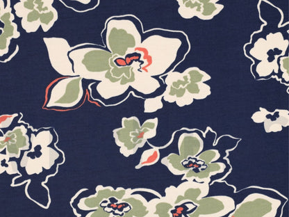 French Terry  Flowers Blau