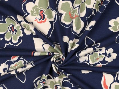 French Terry  Flowers Blau