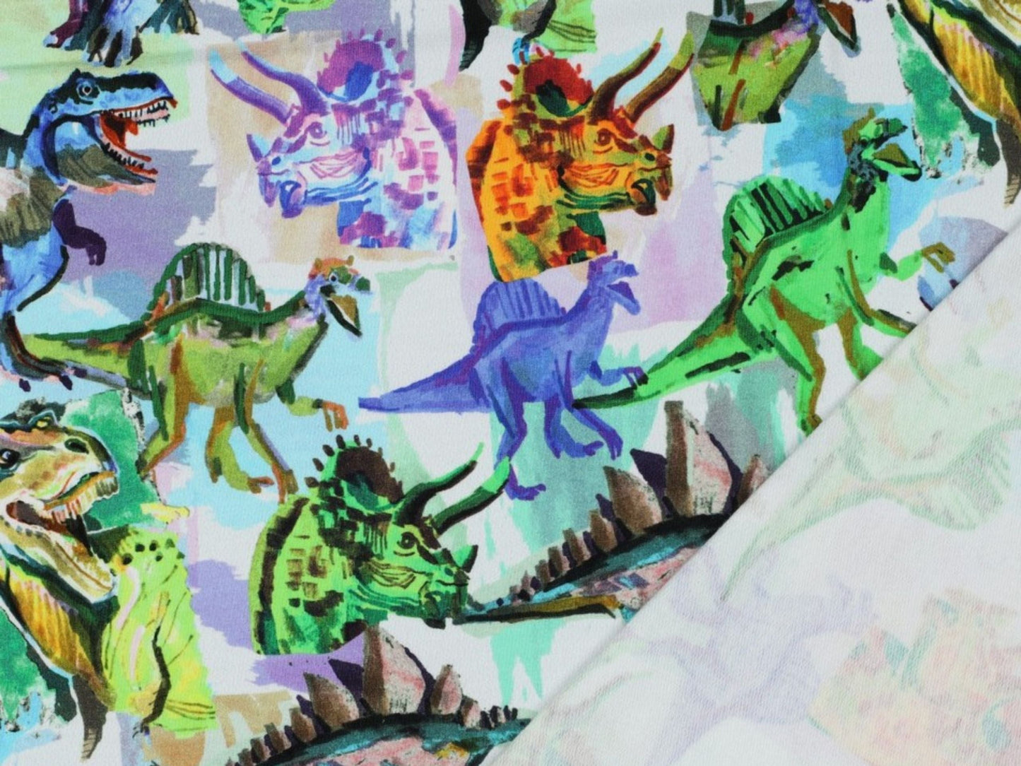 French Terry Bunte Dinosaurierwelt