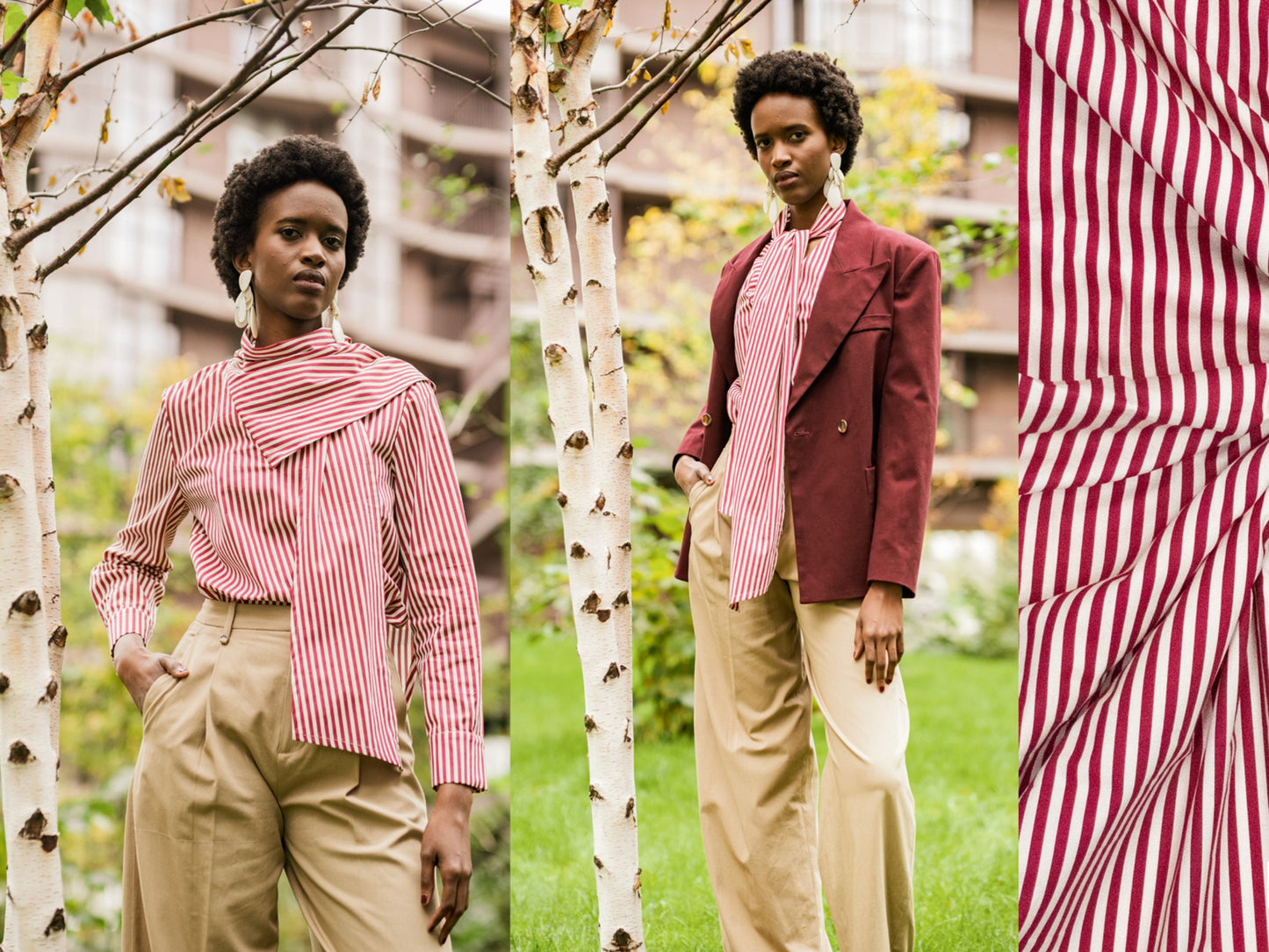 Baumwollstoff Weinrot gestreift