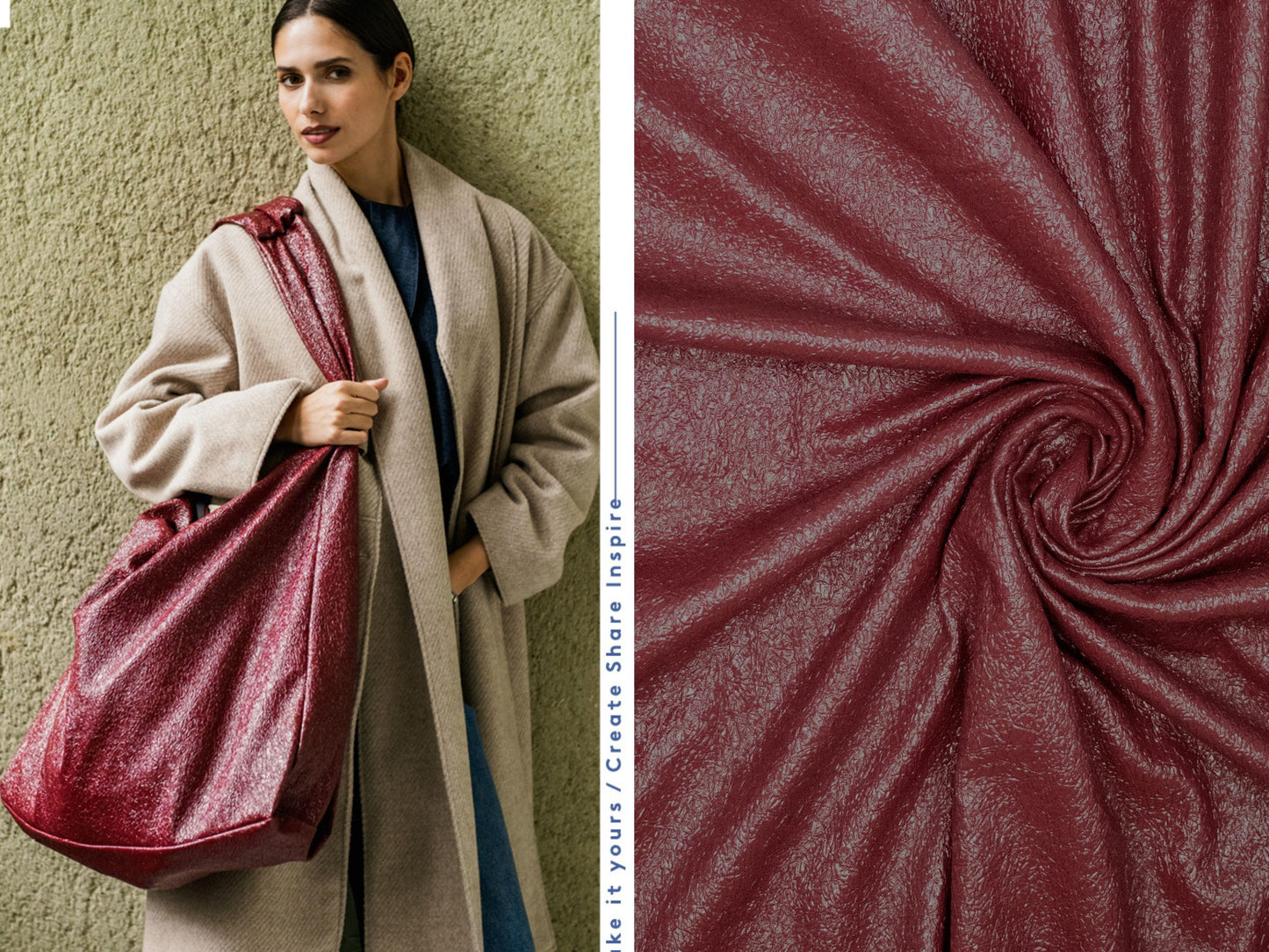 Kunstleder Weinrot foliert crushed