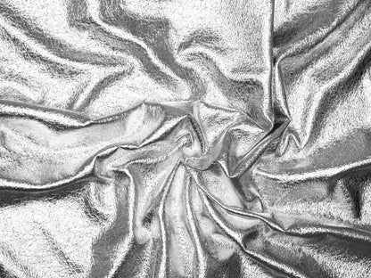 Kunstleder Silber foliert crushed