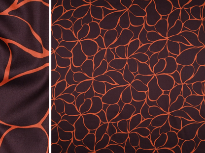 Baumwollsatin Magnolia Schokobraun Orange