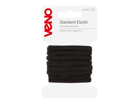 VENO Standard Elastic Gummiband 5 mm Schwarz 3 m