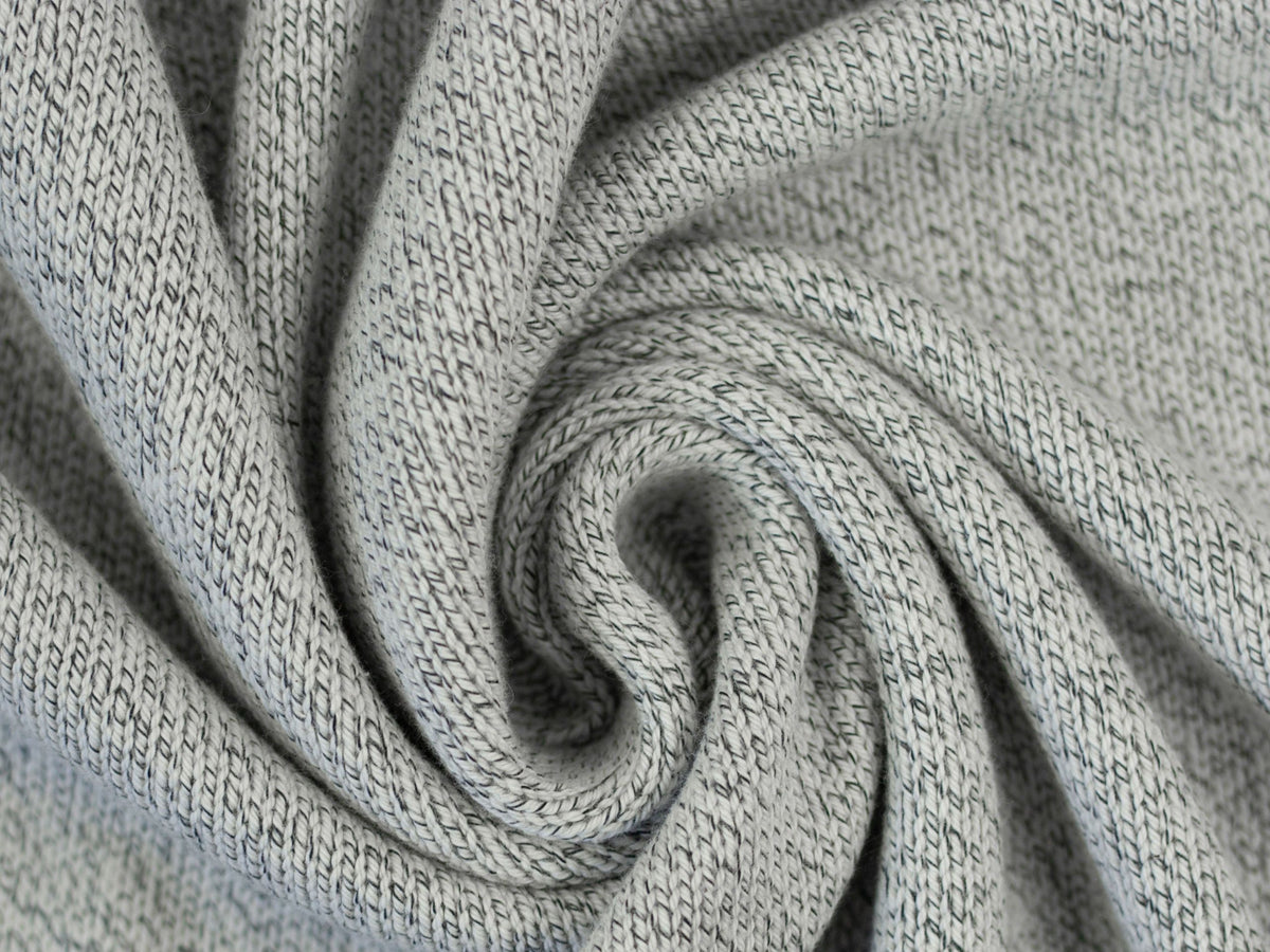 Baumwollstrickstoff Melange Dunkelgrün/Naturweiß