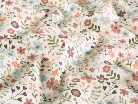 Jersey Blümchen-Romantik Pudertöne