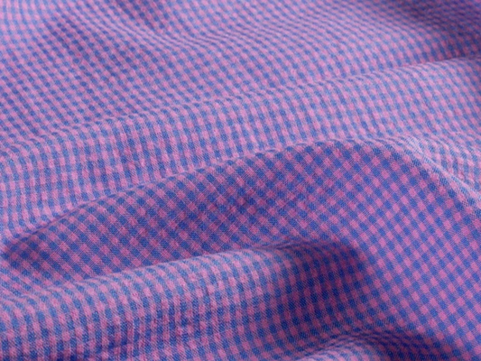 Seersucker Vichy Karo Blau Lila