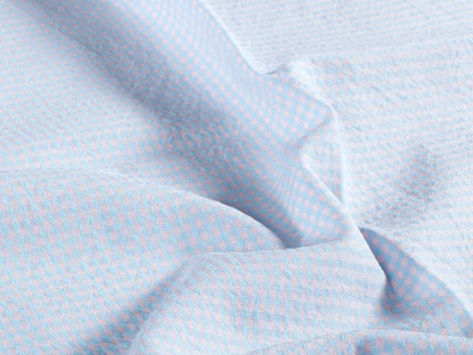 Seersucker Vichy Karo Hellblau Rosa