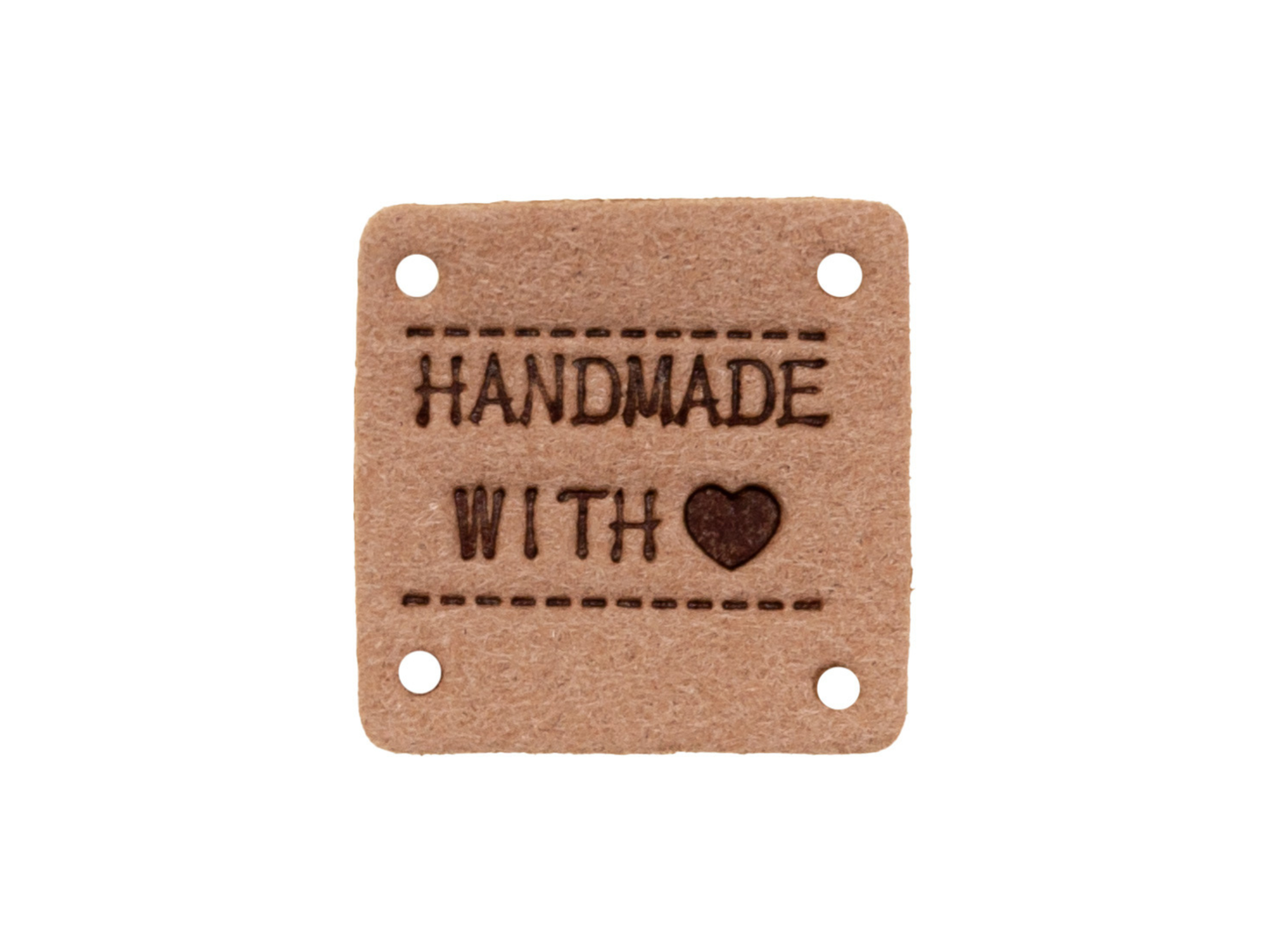 Velours-Lable Handmade with Love Lederbraun