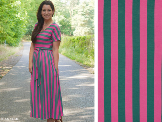 Viskosejersey Happy Stripes Grün Pink