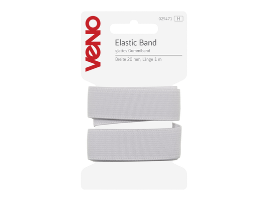 VENO Standard Elastic Gummiband 20 mm Weiß 1 m