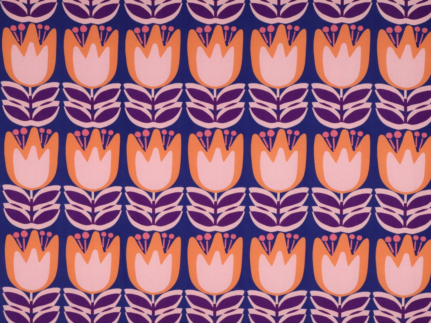 Viskose Lenzing™ EcoVero™ Tulips Kobaltblau Orange