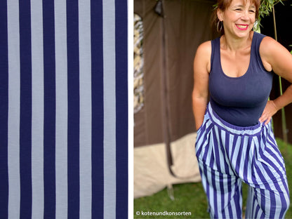 Viskosejersey Happy Stripes Blau/Graublau
