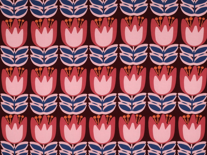 Viskose Lenzing™ EcoVero™ Tulips Bordeaux Blau