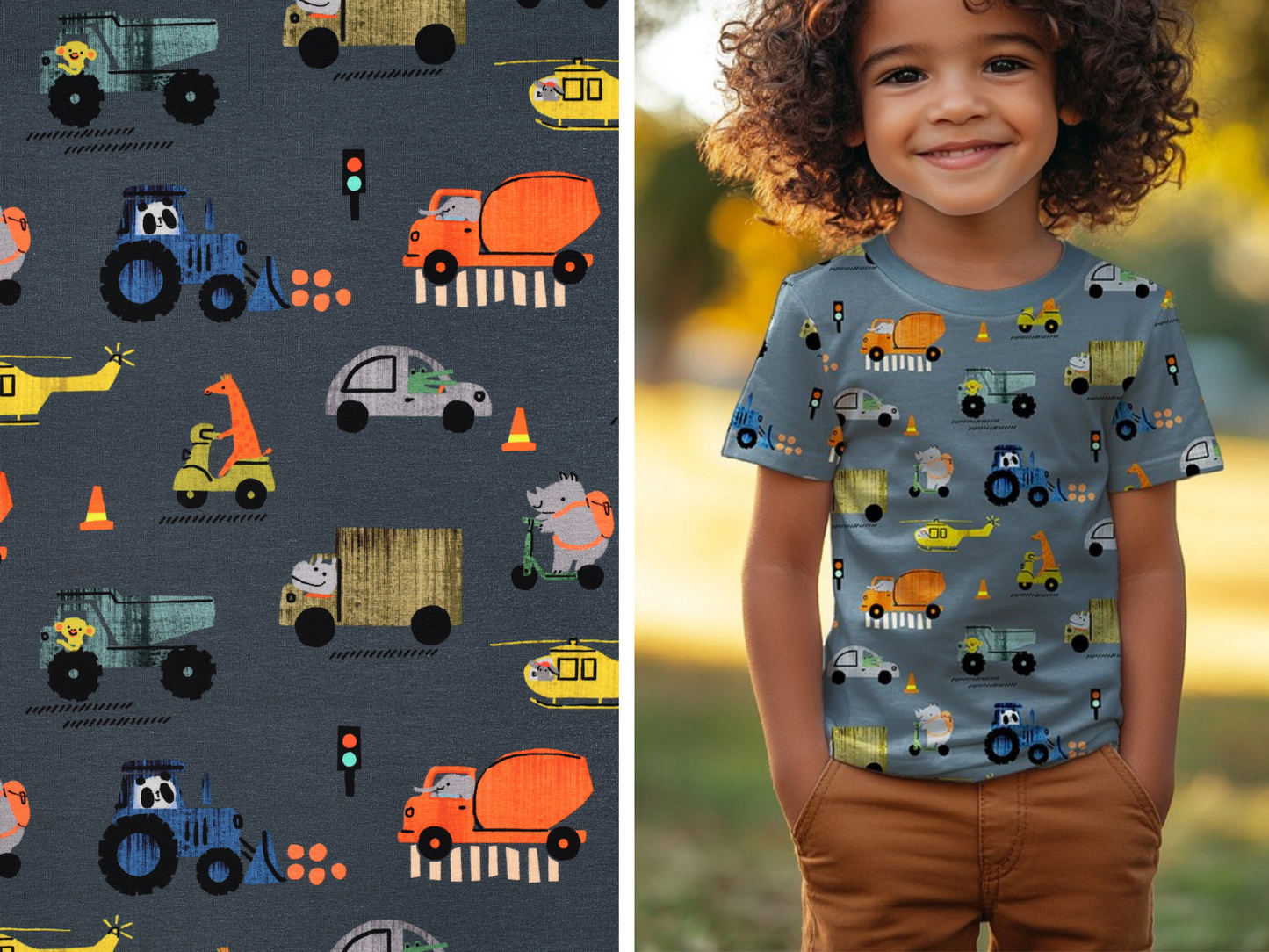 Kinderjersey Vehicles Fahrzeuge Graublau
