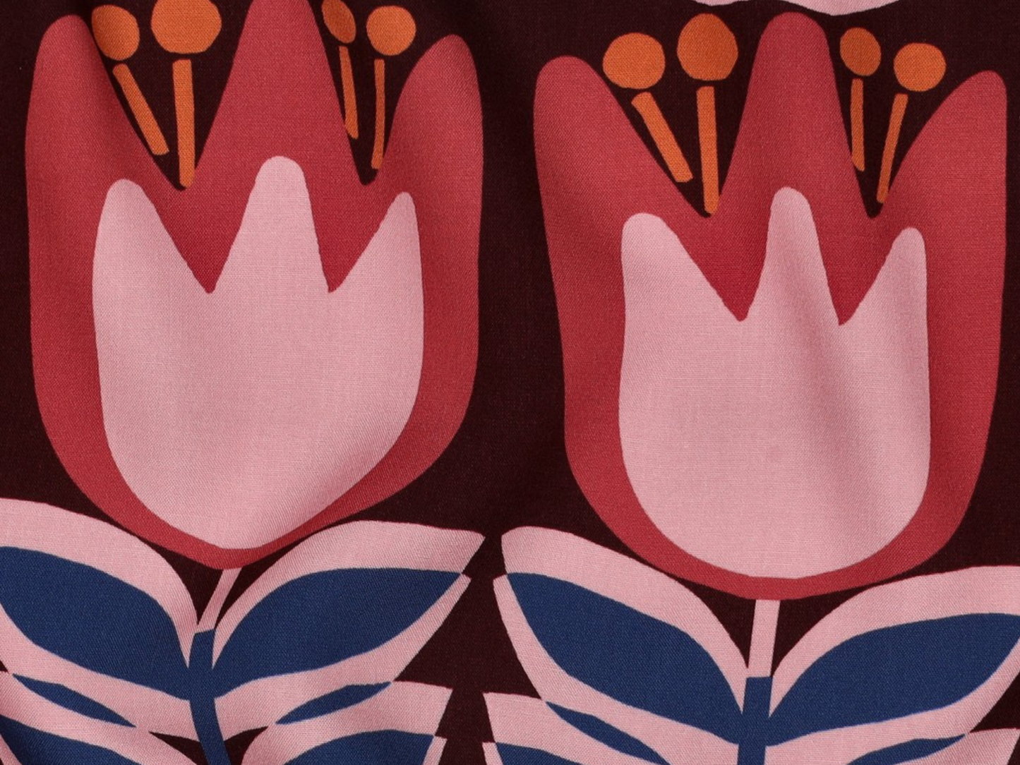 Viskose Lenzing™ EcoVero™ Tulips Bordeaux Blau