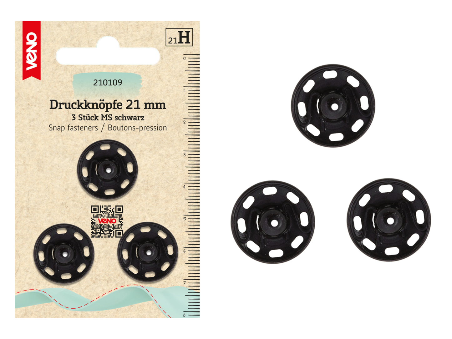 VENO Annäh-Druckknöpfe 21 mm 3 St
