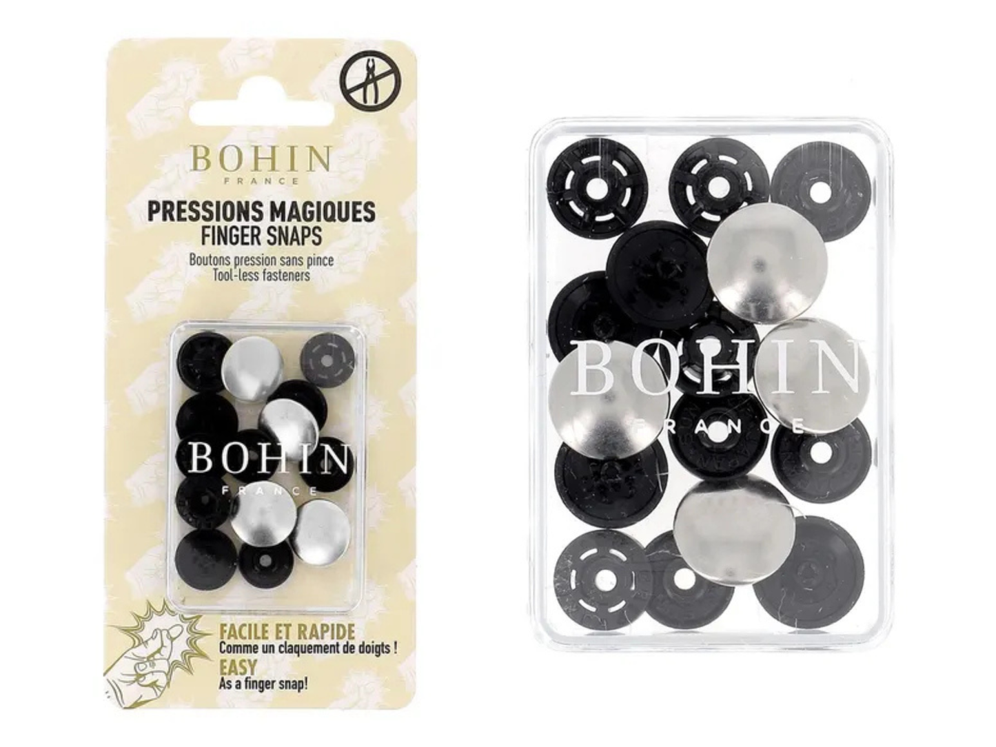 BOHIN Magische Druckknöpfe 13 mm Metall werkzeugfrei
