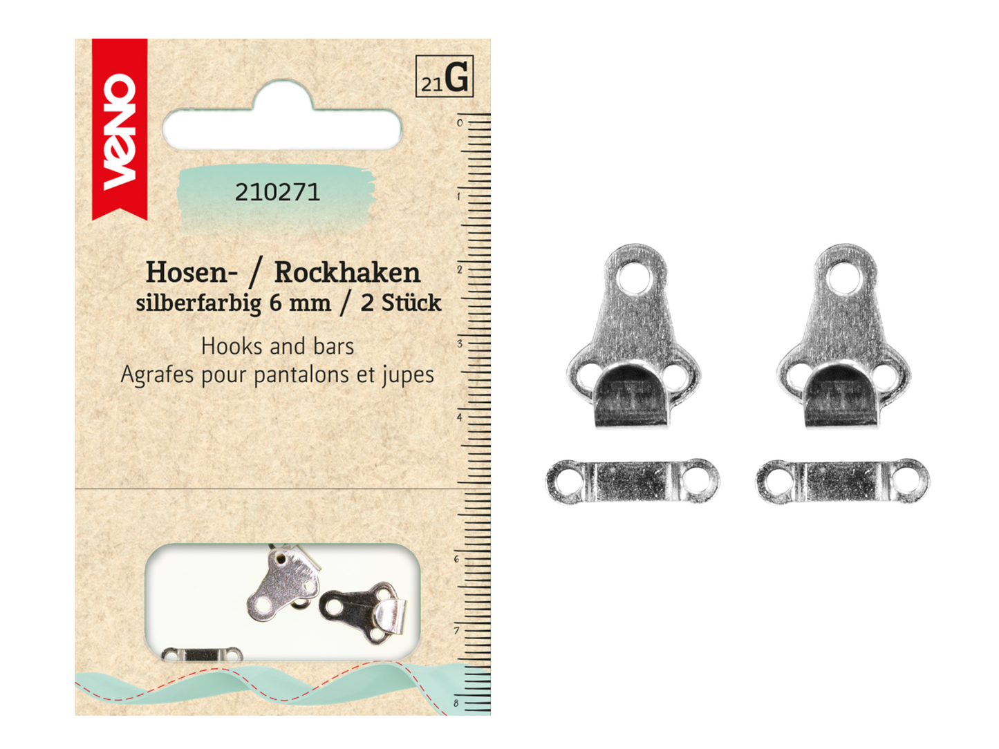 VENO Hosen/Rockhaken und Stege 6 mm 2 Stück