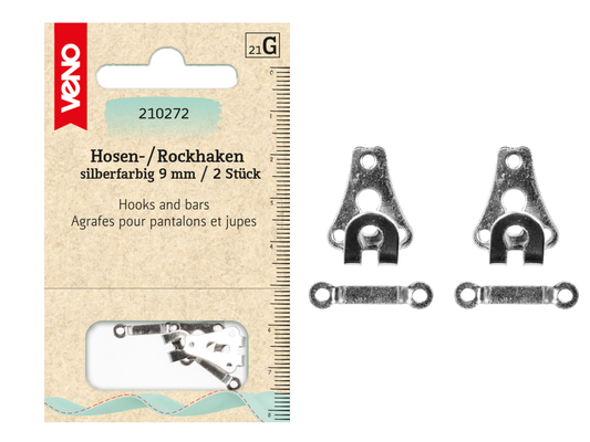 VENO Hosen/Rockhaken und Stege 9 mm 2 Stück
