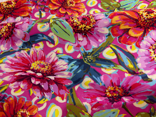 Baumwollstoff Festival Blumen Pink Odile Bailloeul