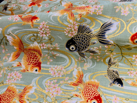 Canvas Koi Gold Metallic Salbei KOKKA