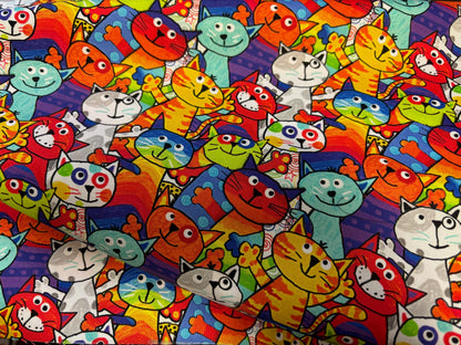 Kinderstoff Multi Gail Bunte Katzen