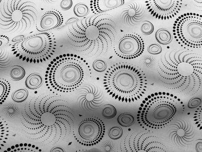 Baumwollstoff Spirale Musterkreise Cement Grau