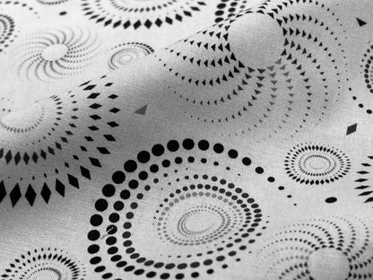 Baumwollstoff Spirale Musterkreise Cement Grau