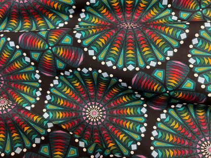 Baumwollstoff Bunte Rosette Stained Glass