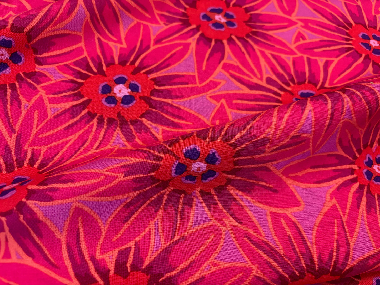 Baumwollstoff Potentilla Blumen Pink Rot Lila Kaffe Fassett
