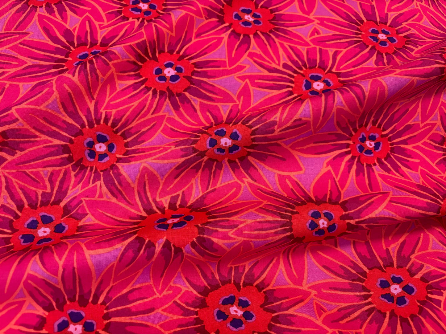 Baumwollstoff Potentilla Blumen Pink Rot Lila Kaffe Fassett