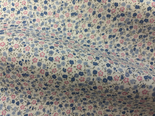 Baumwollstoff Mille Fleurs Blaue Blümchen