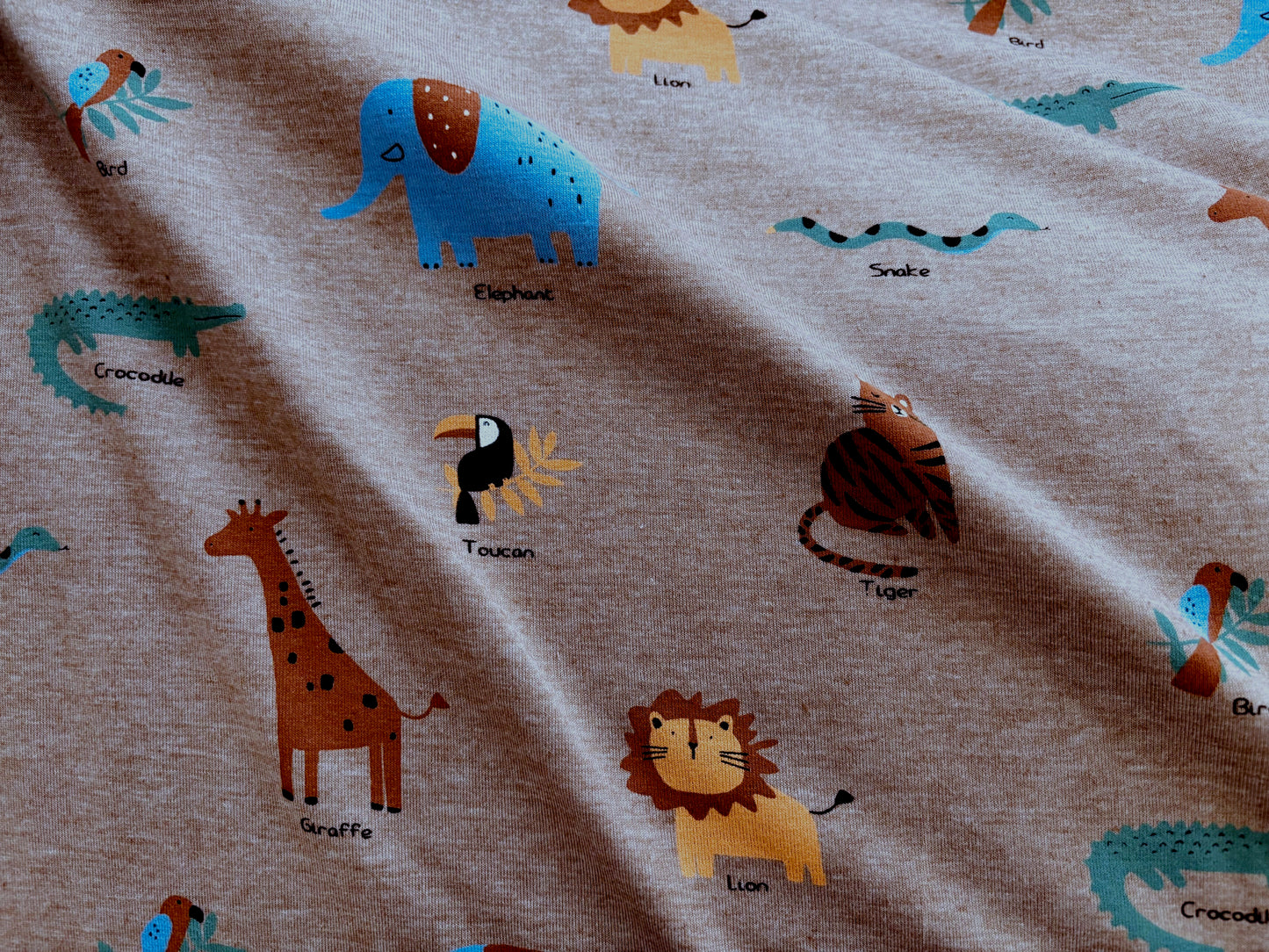 Kinderjersey Safari Tiere Braun Melange