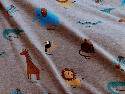 Kinderjersey Safari Tiere Braun Melange