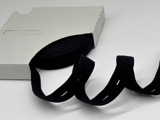 Elastisches Knopflochgummiband Schwarz 18mm