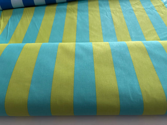 Baumwolle/Cretonne Blockstreifen Türkis/Lime