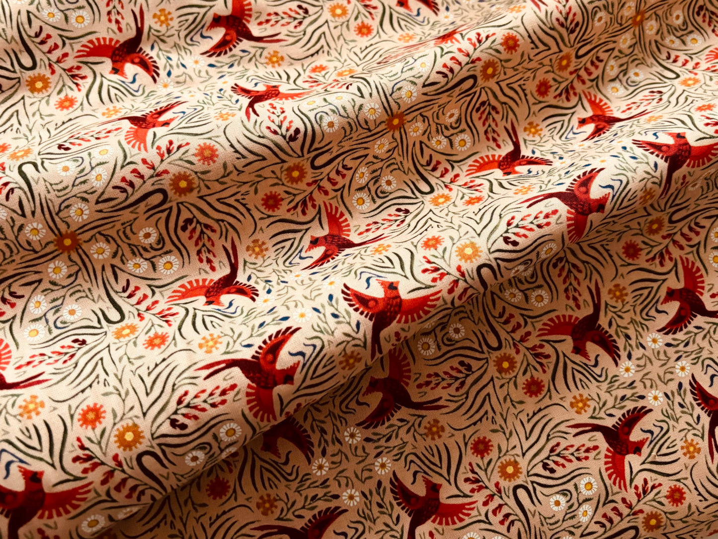 Baumwollstoff Backyard Wonder Floral Lachs