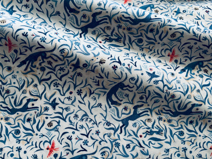 Baumwollstoff Backyard Wonder Floral Blau