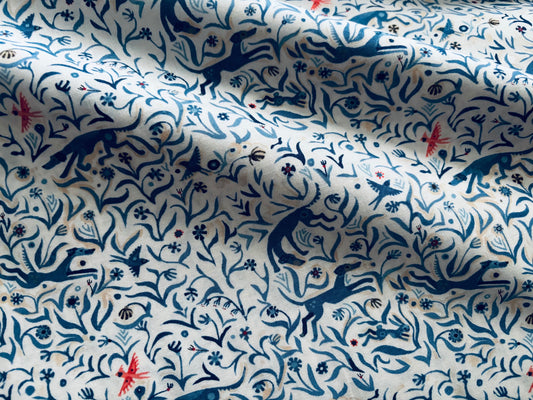 Baumwollstoff Backyard Wonder Floral Blau