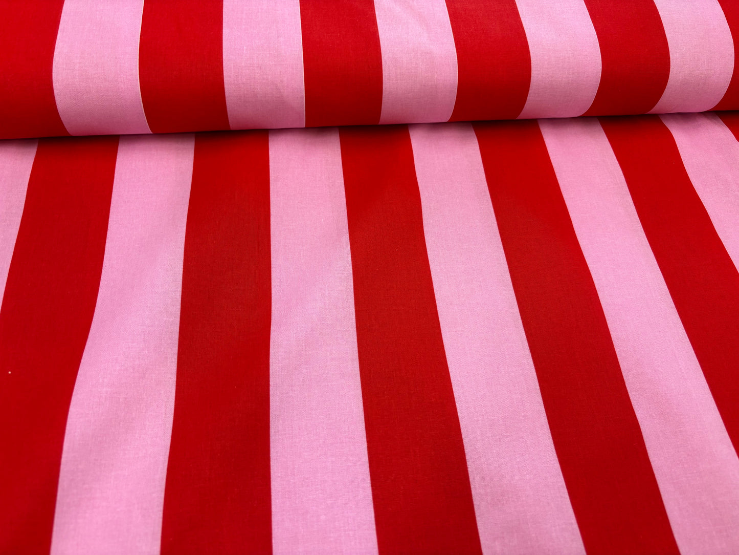 Baumwolle/Cretonne Blockstreifen Rot/Rosa
