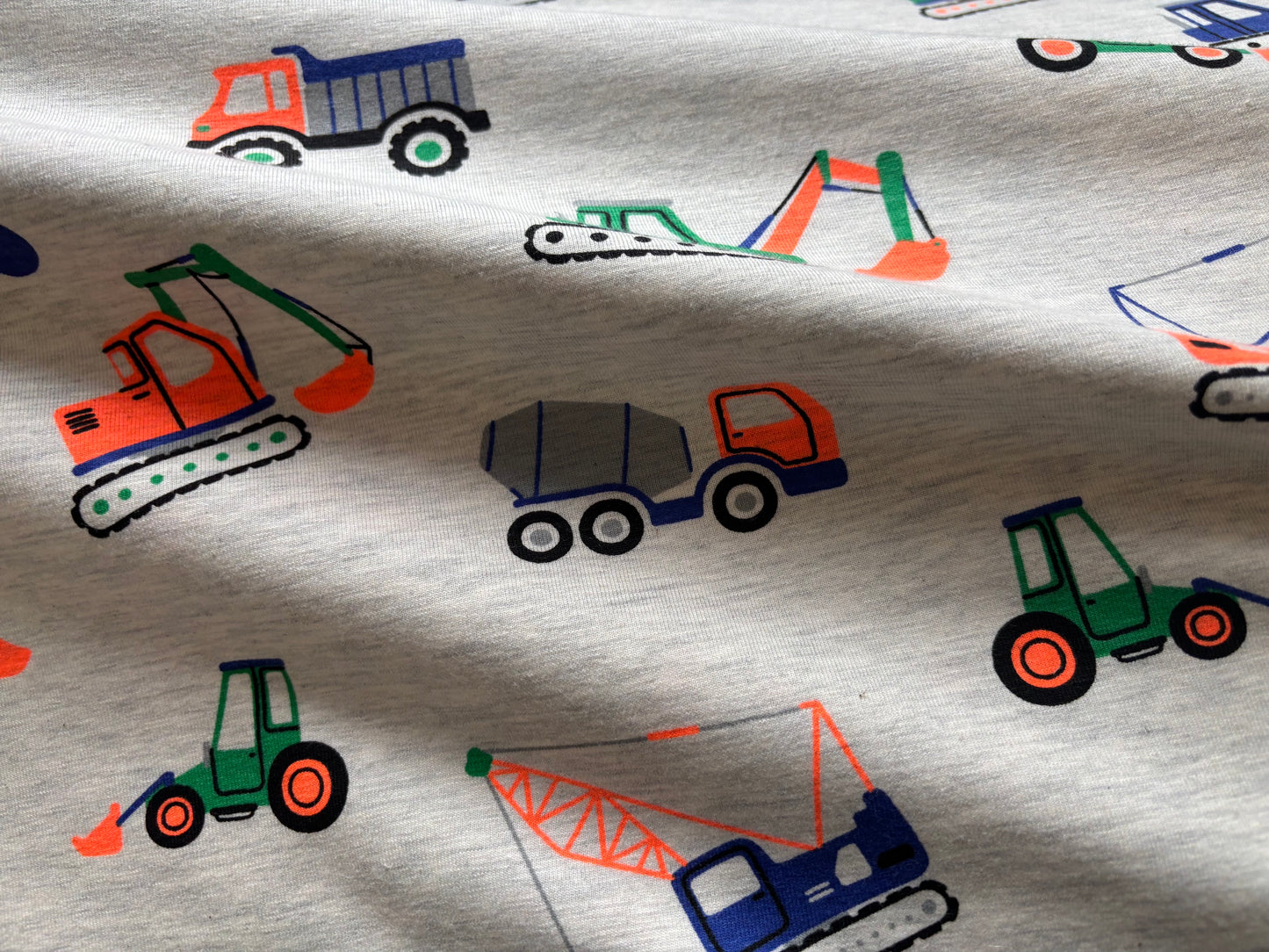 Kinderjersey Baustellenfahrzeuge Grau/Neon