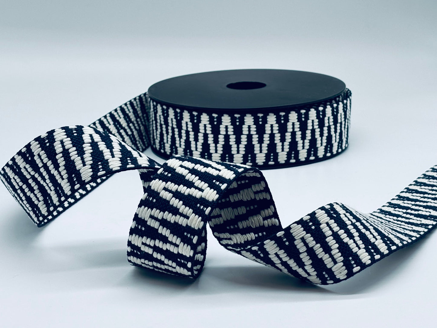 Gurtband Jacquard Zickzack Dunkelblau 38 mm