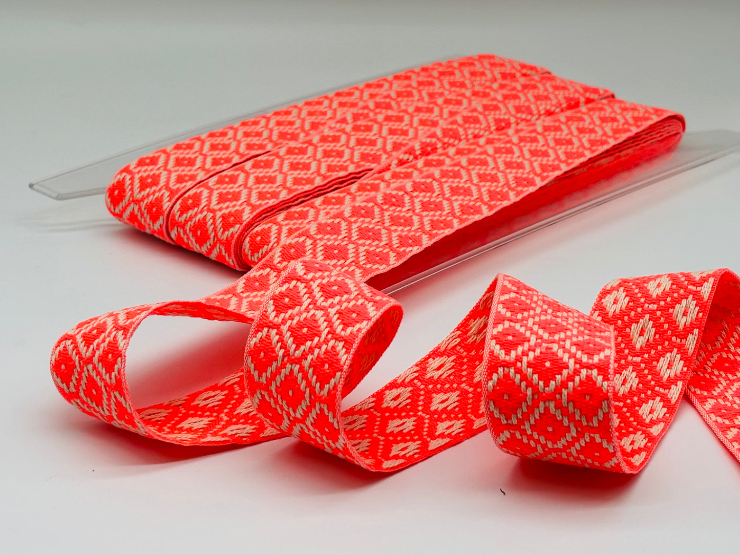 Gurtband Jacquard Rautenmuster Neon 38 mm