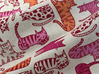 Dekostoff Pinke Katzen Canvas