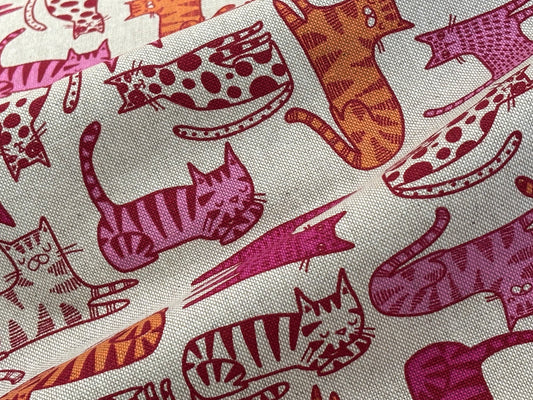 Dekostoff Pinke Katzen Canvas