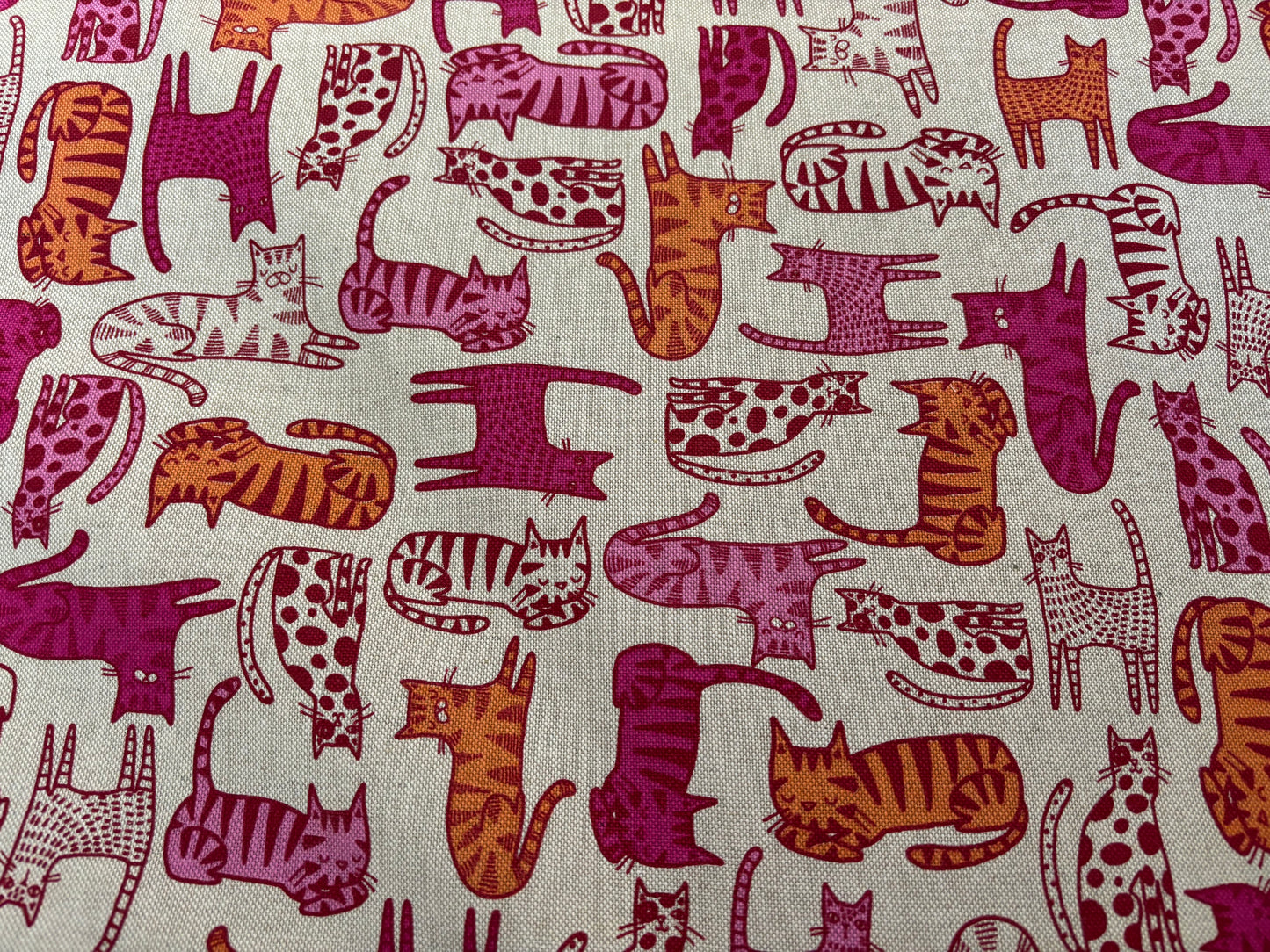 Dekostoff Pinke Katzen Canvas