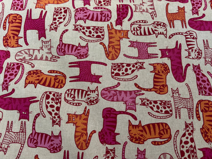 Dekostoff Pinke Katzen Canvas